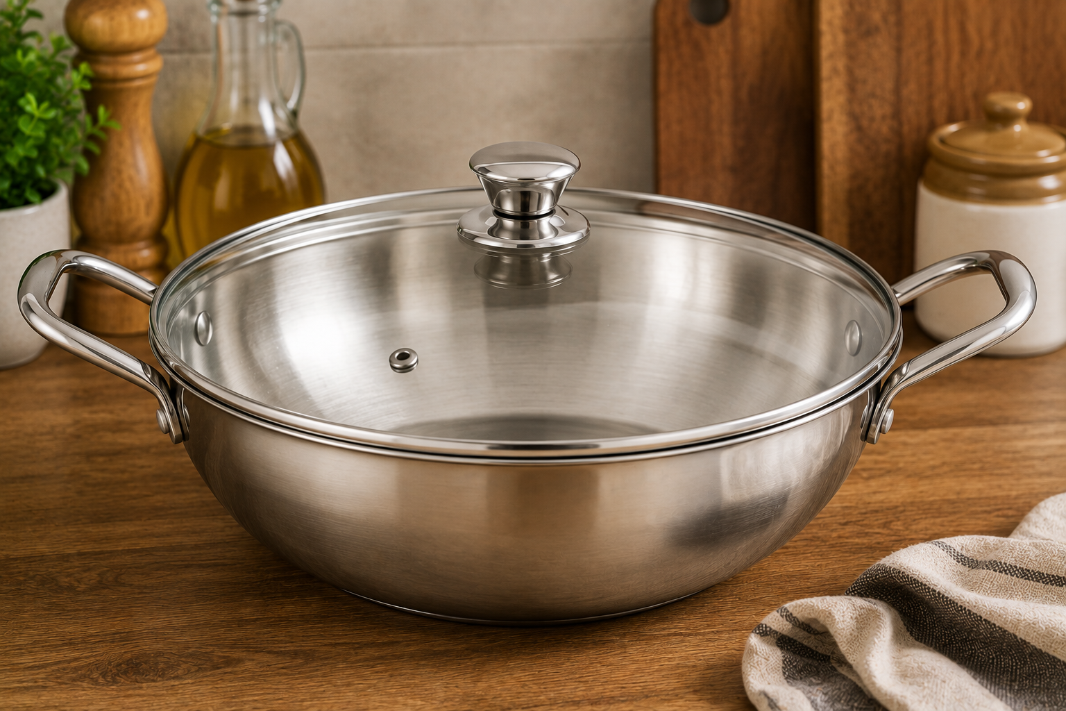 Sujatha Gold Deep Kadai with Lid